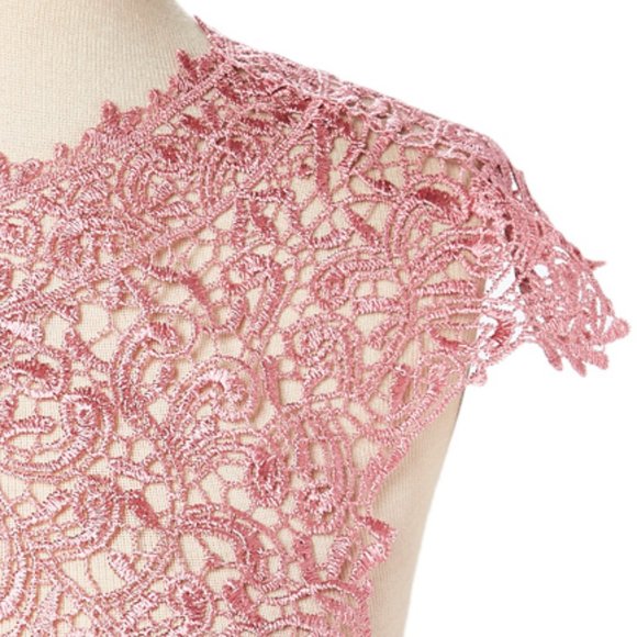 Velour Lace Trim Collar All-In-One in Pink (1mth-12mths)